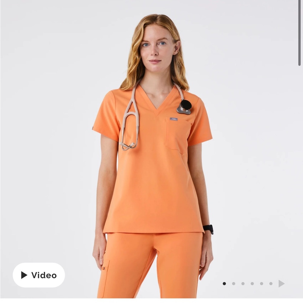 FIGS scrubs	Shaka Orange Catarina One Pocket Scrub Top registered nurse doctor